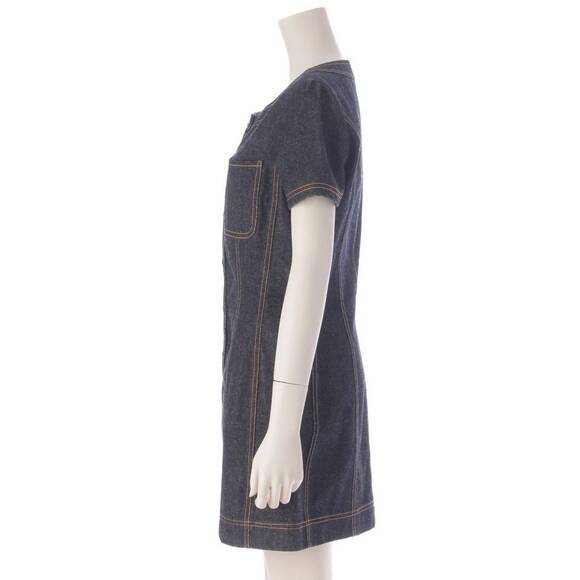 CHANEL Dress CC Vintage Denim Blue Short Dress E97 Button Indigo - Picture 4 of 9